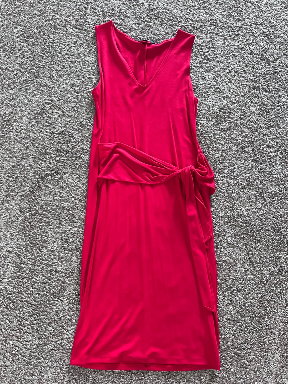 Ralph Lauren Sleeveless Red Tie-Waist Midi Dress